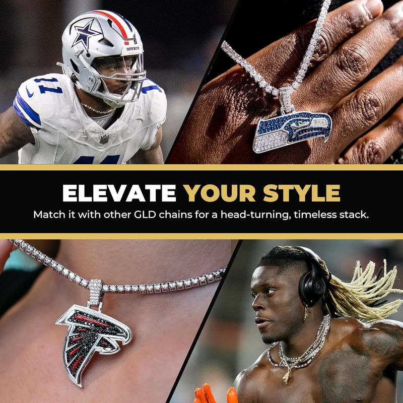 GLD Officially Licensed NFL Sports Team Helmet Pendant - Gold Plated Iced Out Football Necklace Charm - Image 4